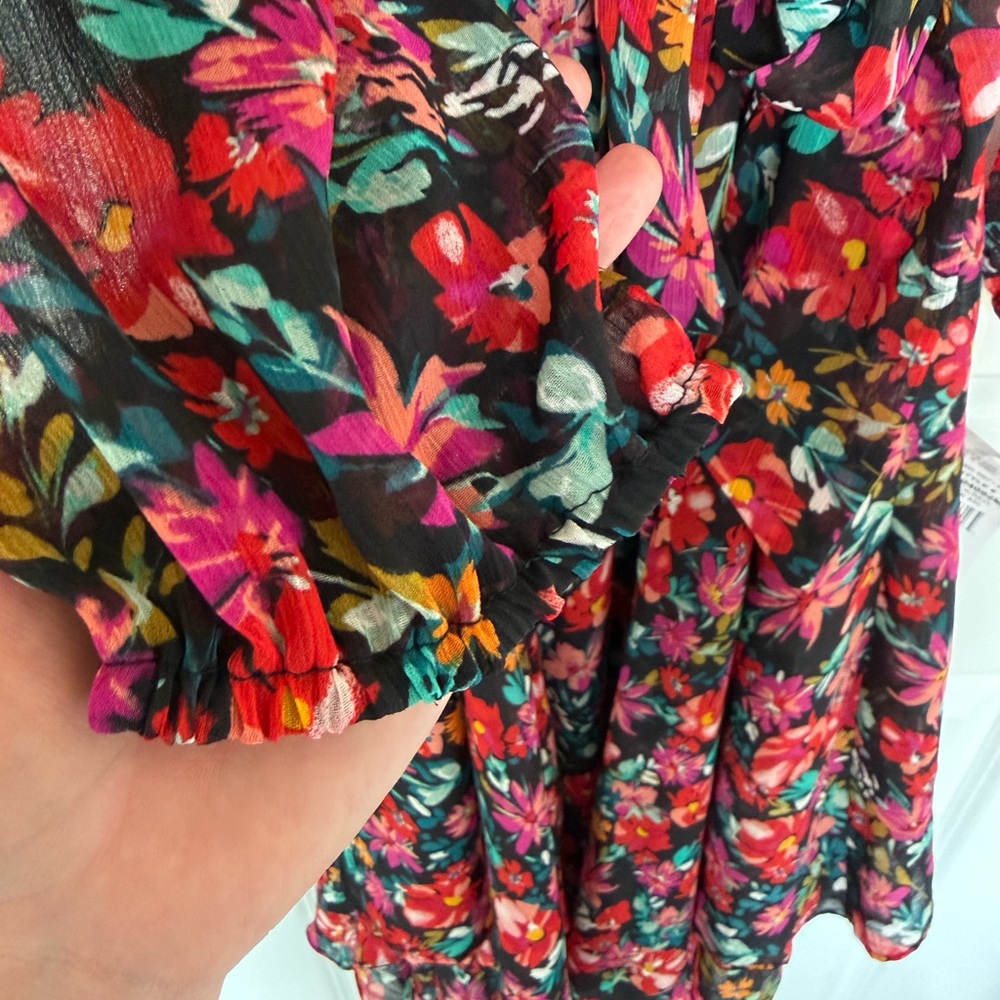 NWT! MSK Medium Floral V-Neck Long Sleeve Dress - Picture 7 of 13